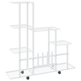 Flower Stand with Wheel 37.2"x9.8"x36.4" White Metal | Sturdy and Versatile Plant Rack