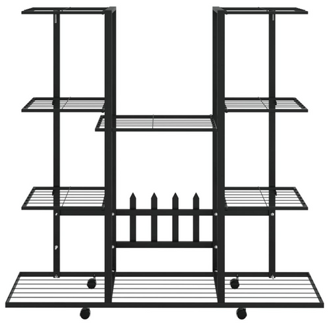 Flower Stand with Wheels 37.2"x9.6"x36" Black Iron - Durable and Stylish