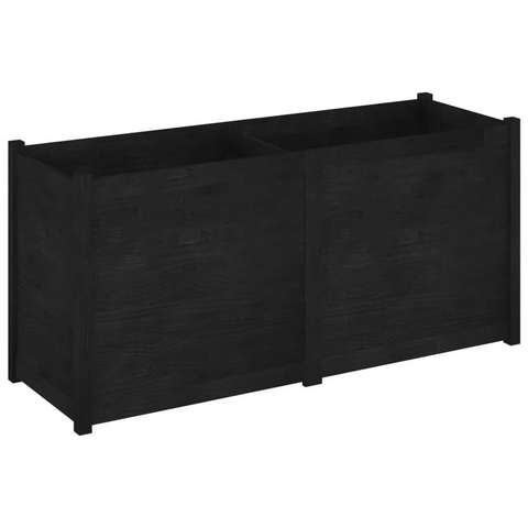 Garden Planter Black 59.1"x19.7"x27.6" Solid Wood Pine - Durable and Weather-Resistant