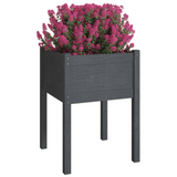 Garden Planter Gray 19.7"x19.7"x27.6" Solid Wood Pine – Durable and Weather-Resistant