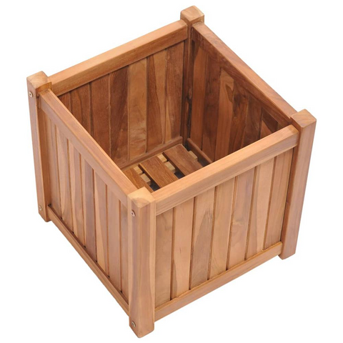 Solid Wood Teak Raised Bed 15.7"x15.7"x15.7" - Durable and Stylish Garden Planter