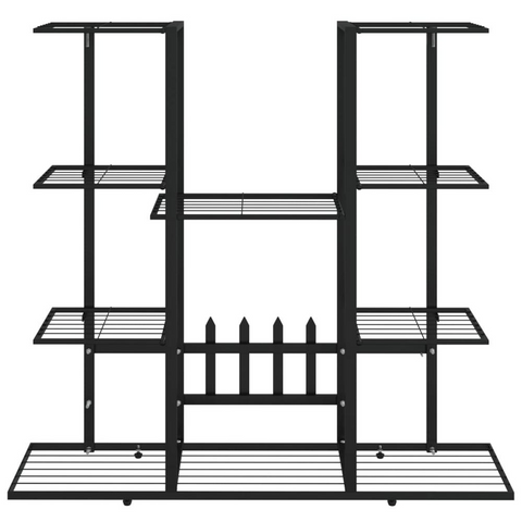 Flower Stand 37.2"x9.8"x35" Black Iron - Durable and Stylish Plant Shelf