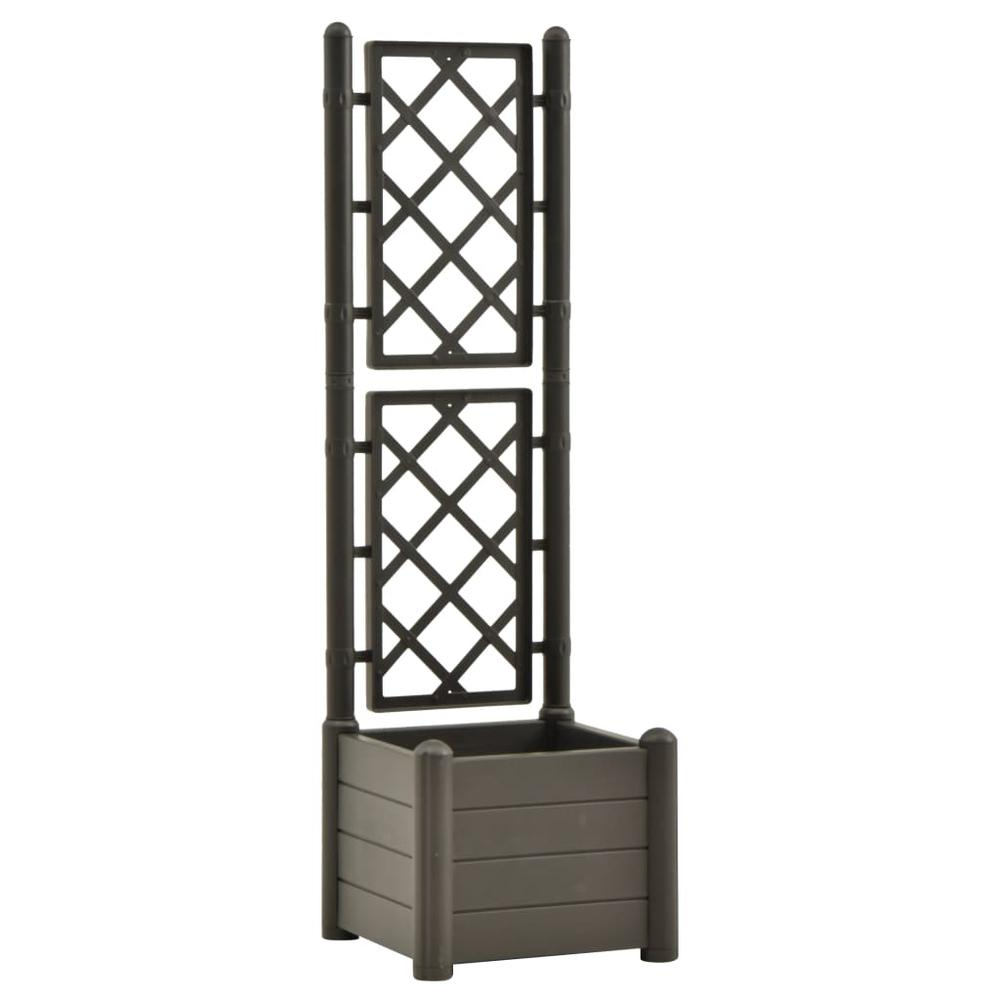 Garden Planter with Trellis 16.9"x16.9"x55.9" PP Anthracite - Buy Online at Best Price | Garden Supplies