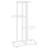 4-Floor Flower Stand 16.9"x8.7"x29.9" White Metal - Display Your Plants in Style