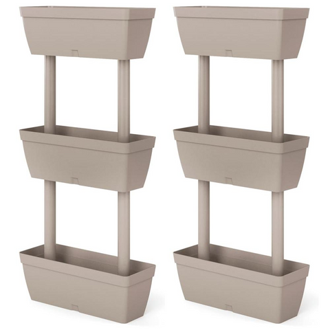 Garden Planter 6 pcs 39.4" Taupe - Weatherproof and Expandable