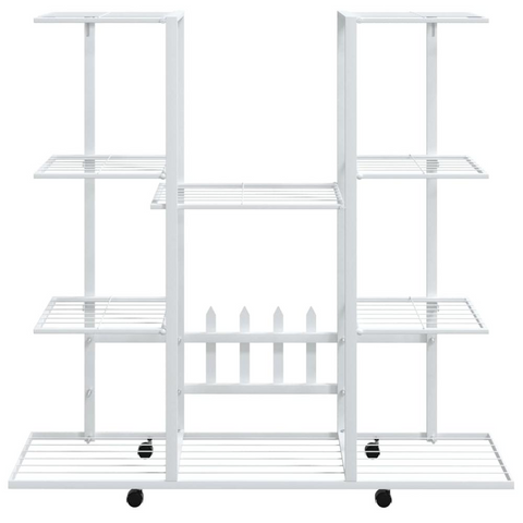 Flower Stand with Wheels 37.2"x9.6"x36" White Iron - Durable & Stylish