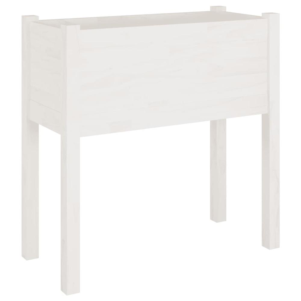 Garden Planter White 27.6"x12.2"x27.6" Solid Wood Pine - Durable and Weather-Resistant Outdoor Flower Box