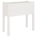 Garden Planter White 27.6"x12.2"x27.6" Solid Wood Pine - Durable and Weather-Resistant Outdoor Flower Box