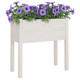 Garden Planter White 27.6"x12.2"x27.6" Solid Wood Pine - Durable and Weather-Resistant Outdoor Flower Box