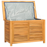 Patio Storage Box with Bag 35.4"x19.7"x22.8" Solid Wood Teak - Outdoor and Indoor Storage Solutions