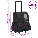 vidaXL Foldable Multipurpose Pet Trolley Black - Lightweight and Versatile Pet Carrier