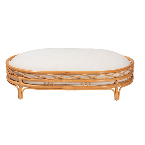 Jovia Bohemian Honey Rattan Pet Bed - Handcrafted Rustic Charm