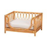 Kierra Bohemian Honey Rattan Pet Bed - Handcrafted, Rustic Serenity for Your Beloved Pet