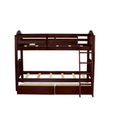 Verona Twin Bunk Bed in Java Finish with Under Drawer