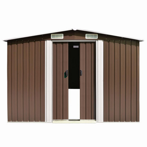 Garden Shed 101.2" x 228.3" x 71.3" Metal Brown - Durable Outdoor Storage for Tools and Garden Equipment