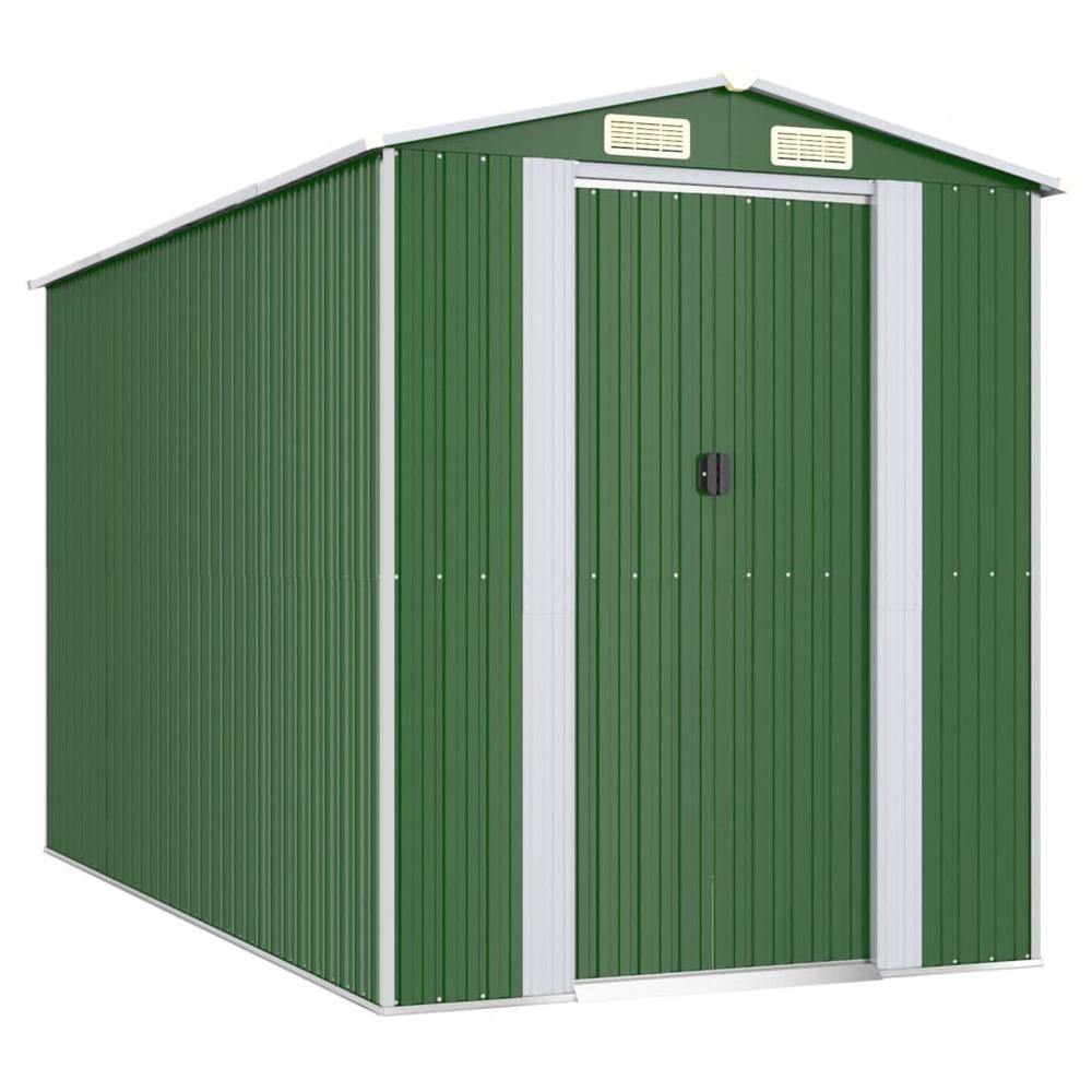 Garden Shed Green 75.6"x140.6"x87.8" Galvanized Steel - Durable Outdoor Storage Solution