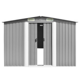 Garden Shed 101.2" x 228.3" x 71.3" Metal Gray - Durable and Spacious Metal Storage Shed