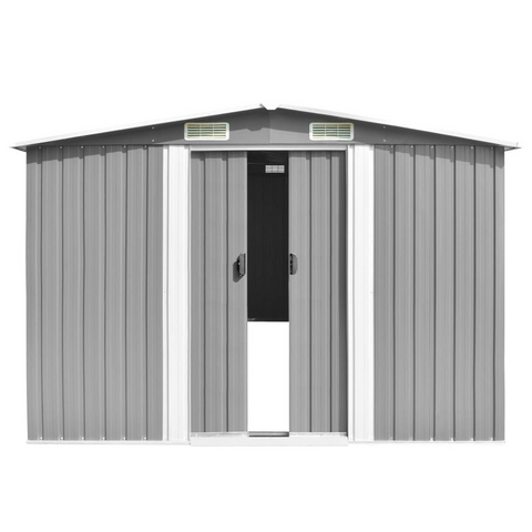 Garden Shed 101.2" x 228.3" x 71.3" Metal Gray - Durable and Spacious Metal Storage Shed