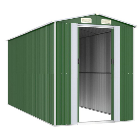 Garden Shed Green 75.6"x173.2"x87.8" Galvanized Steel - Durable Outdoor Storage Solution