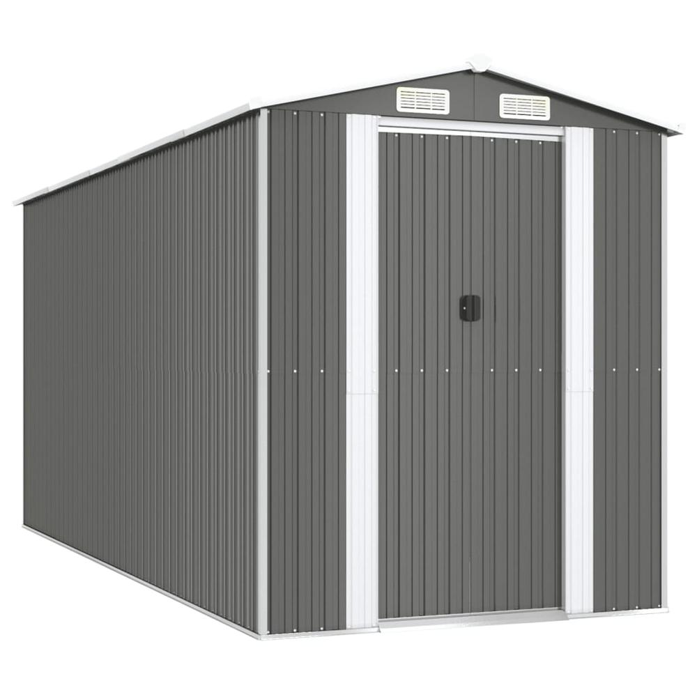 Garden Shed Light Gray 75.6"x173.2"x87.8" Galvanized Steel - Outdoor Tool Storage