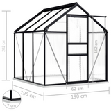 Greenhouse with Base Frame | Anthracite Aluminum | 38.9 ft²