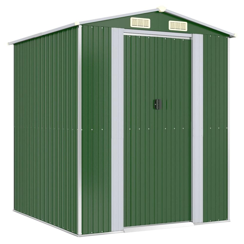 Garden Shed Green 75.6"x75.2"x87.8" Galvanized Steel - Outdoor Storage Solution