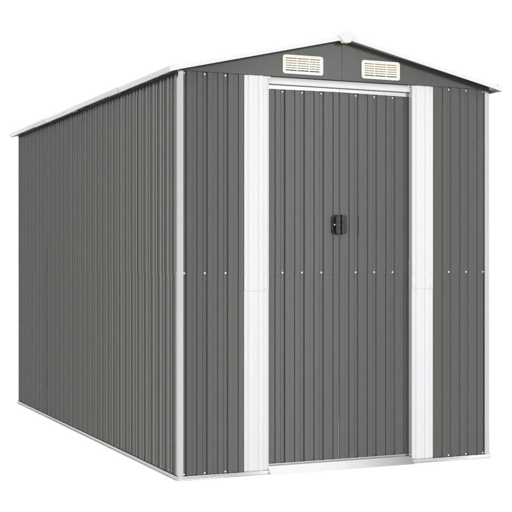 Garden Shed Light Gray 75.6"x140.6"x87.8" Galvanized Steel - Outdoor Storage Solution