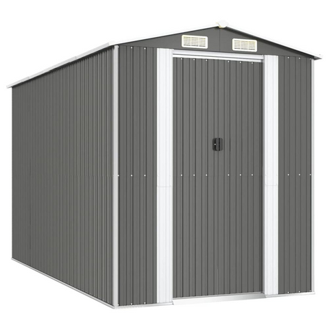 Garden Shed Light Gray 75.6"x140.6"x87.8" Galvanized Steel - Outdoor Storage Solution