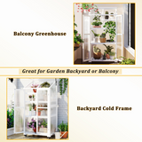 62inch Height Wood Large Greenhouse Balcony Portable Cold Frame with Wheels and Adjustable Shelves, White