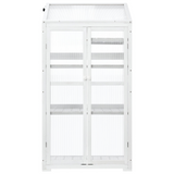 62inch Height Wood Large Greenhouse Balcony Portable Cold Frame with Wheels and Adjustable Shelves, White