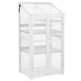 62inch Height Wood Large Greenhouse Balcony Portable Cold Frame with Wheels and Adjustable Shelves, White