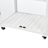 62inch Height Wood Large Greenhouse Balcony Portable Cold Frame with Wheels and Adjustable Shelves, White