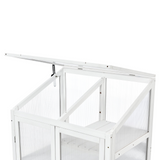 62inch Height Wood Large Greenhouse Balcony Portable Cold Frame with Wheels and Adjustable Shelves, White