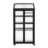 62-inch Height Wood Large Greenhouse Balcony Portable Cold Frame with Wheels and Adjustable Shelves, Black