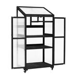 62-inch Height Wood Large Greenhouse Balcony Portable Cold Frame with Wheels and Adjustable Shelves, Black