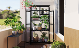 62-inch Height Wood Large Greenhouse Balcony Portable Cold Frame with Wheels and Adjustable Shelves, Black