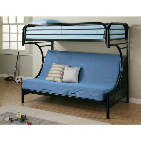 Montgomery Twin Over Futon Bunk Bed Glossy Black - Modern Style and Versatility