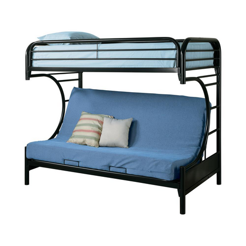 Montgomery Twin Over Futon Bunk Bed Glossy Black - Modern Style and Versatility