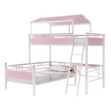 Alexia Twin over Twin Workstation Bunk Bed Pink and White