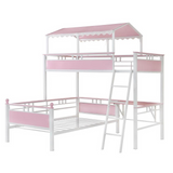 Alexia Twin over Twin Workstation Bunk Bed Pink and White