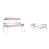 Alexia Twin over Twin Workstation Bunk Bed Pink and White