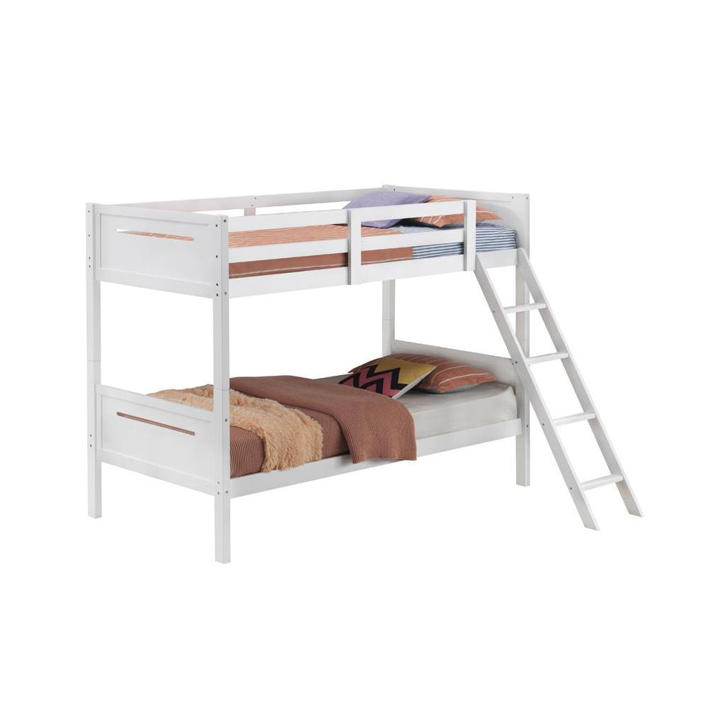 Littleton Twin Over Twin Bunk Bed White | Space-Saving, Modern Design