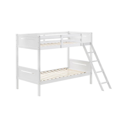 Littleton Twin Over Twin Bunk Bed White | Space-Saving, Modern Design