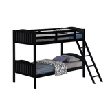 Arlo Twin Over Twin Bunk Bed with Ladder Black - Modern, Safe, and Space-Saving