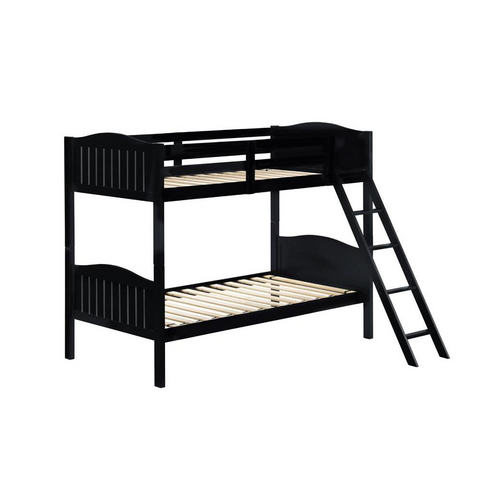 Arlo Twin Over Twin Bunk Bed with Ladder Black - Modern, Safe, and Space-Saving