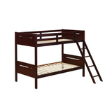 Littleton Twin Over Twin Bunk Bed Espresso - Space-Saving, Modern Design, Secure Guardrails