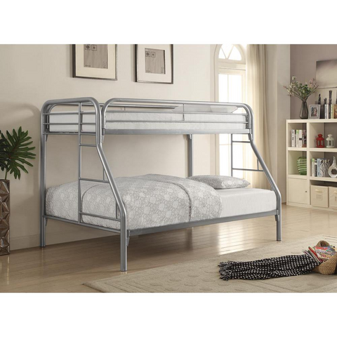 Morgan Twin Over Full Bunk Bed Silver - Contemporary Design, Sturdy Construction