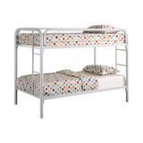 Morgan Twin Over Twin Bunk Bed White - Contemporary Metal Frame with Built-in Ladder and Guard Rail