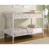 Morgan Twin Over Twin Bunk Bed White - Contemporary Metal Frame with Built-in Ladder and Guard Rail