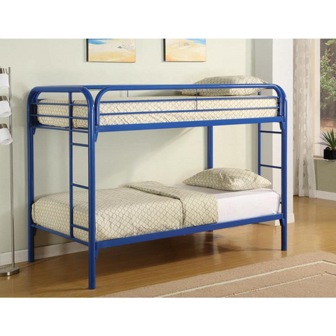 Morgan Twin Over Twin Bunk Bed Blue - Sleek and Contemporary Design